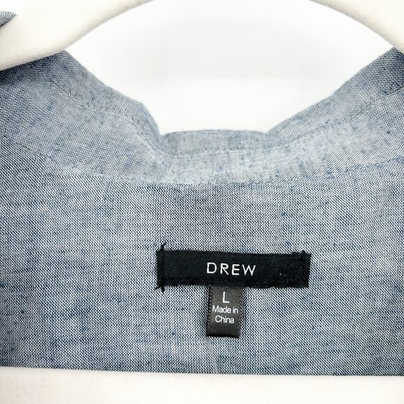 Drew Womens Lagenlook Coastal Work Career Academia Chambray Linen Blend Blazer L - Picture 2 of 7